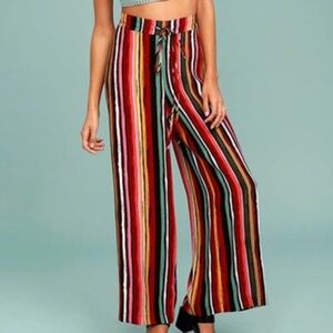 Free People Multicolor Striped Wide Leg Pants